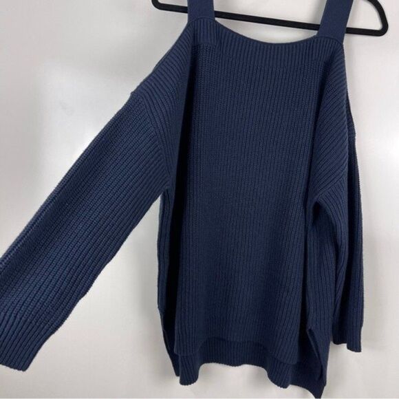 NEW Style & Co Blue Ribbed Cold Shoulder Tunic Sweater Women's Size Medium - Picture 5 of 8